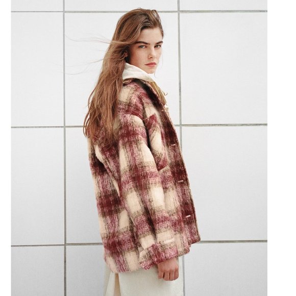 BLOGGER'S FAVE! Zara Plaid Overshirt Shacket Jacket Sz M NWT - Picture 11 of 16